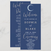 Croissant de Lune Bleu Foncé Programme de Mariage (Devant / Derrière)