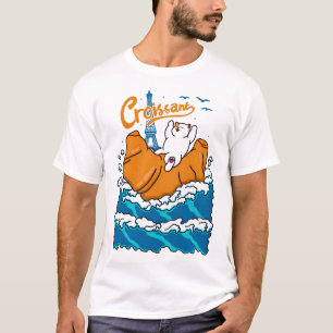 Croissant en kat in de golf t-shirt