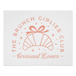 Croissant liefhebbers roze strik esthetisch perfect poster
