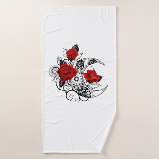 Croissant mécanique avec roses rouges (Serviette de bain)