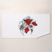 Croissant mécanique avec roses rouges (Serviette de bain)
