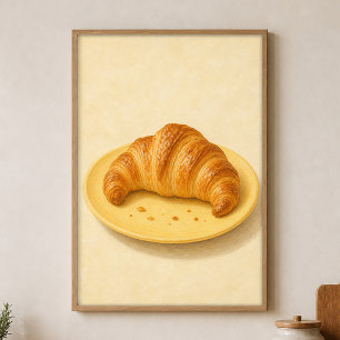 Croissant op bord Aquarel Cottagecore Poster