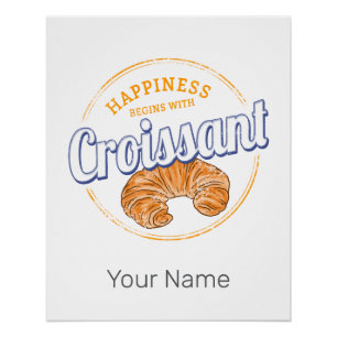 Croissant Snack Frankrijk Retro Ontbijt Perfect Poster