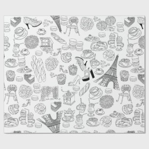 croissants parijs frankrijk franse mode doodle cadeaupapier