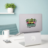 Croissons ensemble - Sticker Plante positif (Ordinateur portable sur le bureau)