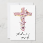 Croix avec carte de sympathie magnolias rose (Devant)