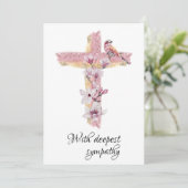 Croix avec carte de sympathie magnolias rose (Debout devant)