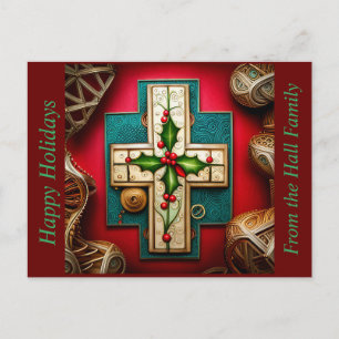 Croix avec carte Holly Seasonal