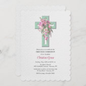 Croix avec Cascade florale Invitation religieuse (Devant / Derrière)