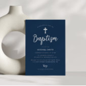 croix blanche invitation baptême moderne