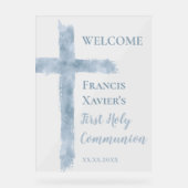 croix bleue aquarelle Première Communion  (Recto)