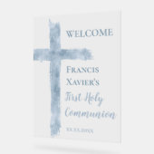croix bleue aquarelle Première Communion  (Angle)