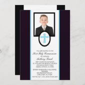 Croix Bleue avec invitation photo communion (Devant / Derrière)