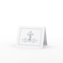 Croix Bleue Baptême Première communion Merci Carte