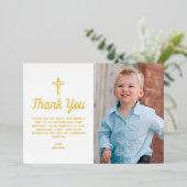 Croix Bleue Boy Photo Carte de remerciements Baptê (Debout devant)