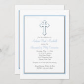 Croix Bleue du garçon Invitation religieuse (Devant / Derrière)