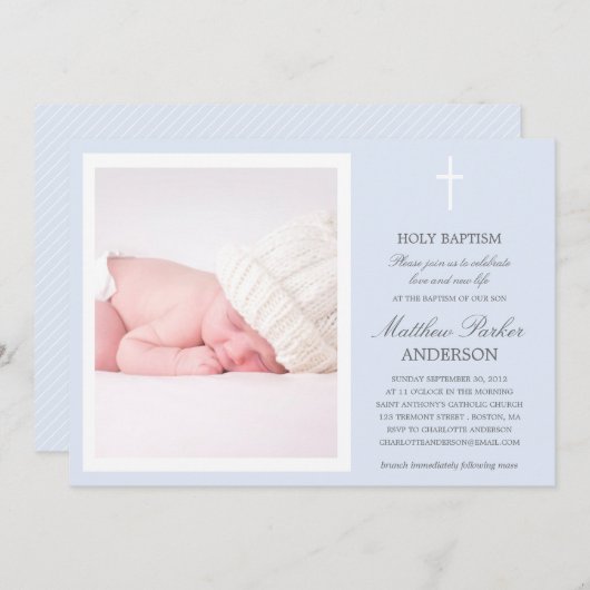 CROIX BLEUE | INVITATION BAPTISME (Devant / Derrière)