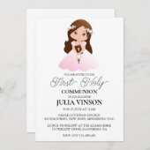 croix botanique première communion invitations (Devant / Derrière)