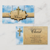 Croix Carte de visite chrétienne Nuages d'or Ciel (Devant / Derrière)
