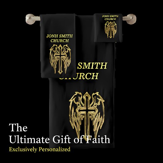 Croix catholique d'or avec ailes