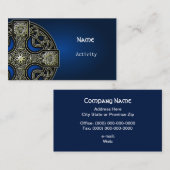 Croix celtique bleue carte de visite (Devant / Derrière)