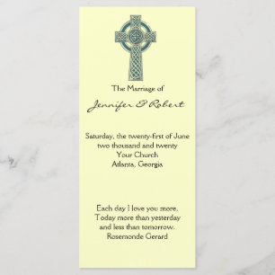 Croix celtique dans le programme de mariage Turquo