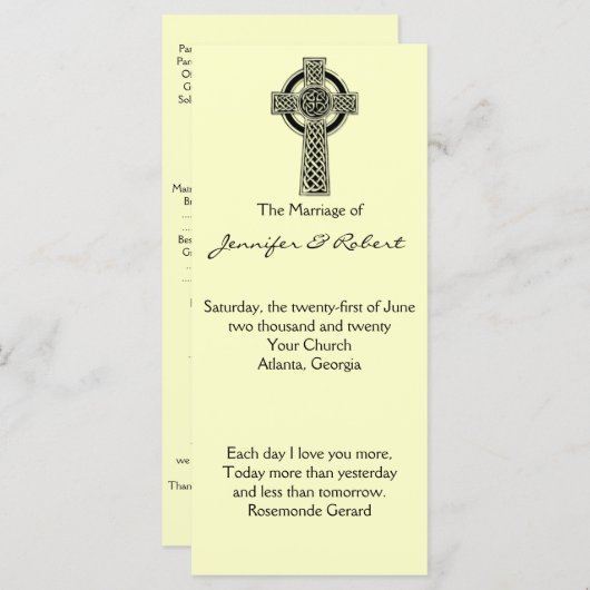 Croix celtique en noir et ivoire Programme de mari (Devant / Derrière)