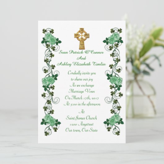 Croix celtique Faire-part de mariage irlandaise (Debout devant)