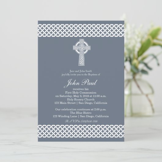 Croix celtique moderne Invitation pour garçons (Debout devant)