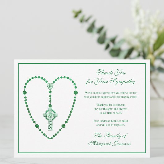 Croix celtique Rosaire funéraire Sympathie Merci