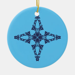 Croix chrétienne avec ornement bleu