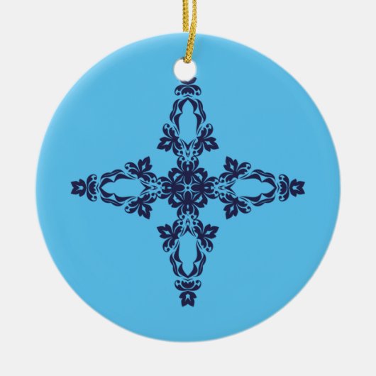 Croix chrétienne avec ornement bleu (Devant)
