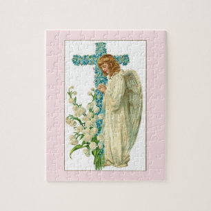 Croix-Chrétienne Bleue Fleurie Puzzle