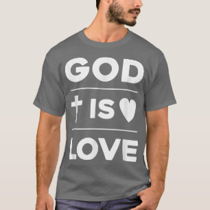 Croix chrétienne et coeur Dieu est amour T-shirt