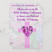 CROIX CHRÉTIENNE & INVITATION FLORALE 85E ANNIVERS (Devant / Derrière)