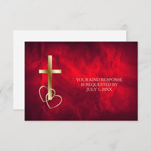 Croix chrétienne rouge mariage RSVP (Devant / Derrière)