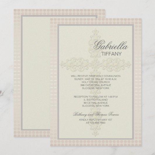 Croix complexe (Pêche) Invitation religieuse (Devant / Derrière)