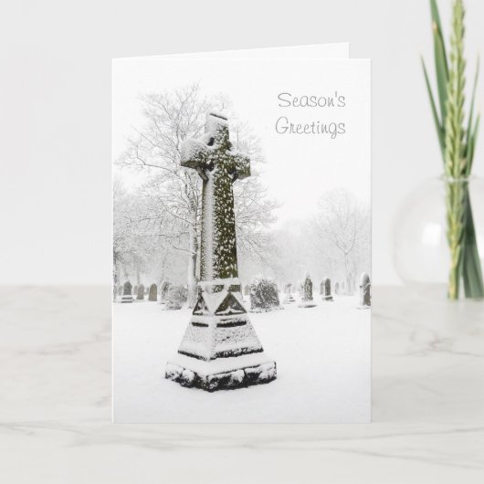 Croix couverte de neige - Carte de Noël personnali (Devant)
