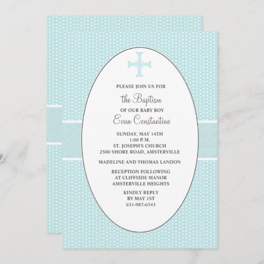 Croix dans le cadre ovale - invitation religieuse (Devant / Derrière)