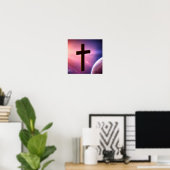 Croix dans une affiche de Nébula rose (Bureau à domicile)