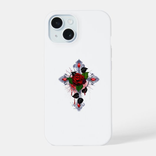 Croix d'argent avec une rose rouge (Verso)