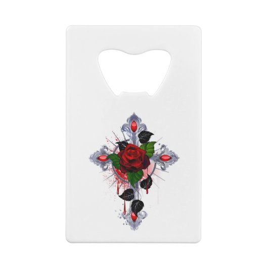 Croix d'argent avec une rose rouge (Dos)