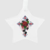 Croix d'argent avec une rose rouge (dos)