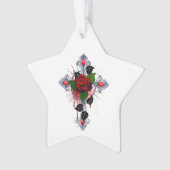 Croix d'argent avec une rose rouge (devant)