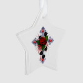 Croix d'argent avec une rose rouge (devant)