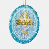 Croix de décoration chrétienne en or Believe (Droite)