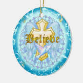 Croix de décoration chrétienne en or Believe (Gauche)