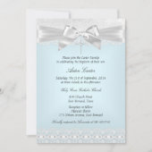 Croix de dentelle bleu blanc Invitation de baptême (Devant)