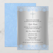 Croix de dentelle bleue Baptême / Invitation Chris (Devant / Derrière)