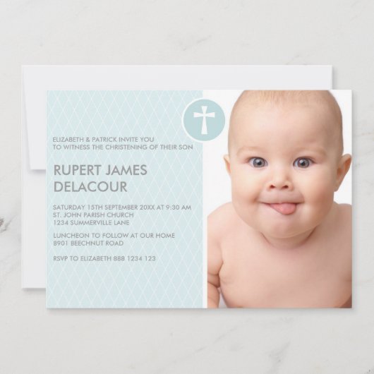 Croix de Diamant Bleu - Invitation Christening Pho (Devant)